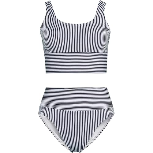 Lands' End Women's Tugless Tankini Top and High Waisted Bottom Swimsuit Set3