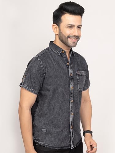 Image of Men's Denim Casual Shirts for Men | Half Sleeve Shirt | Regular Fit