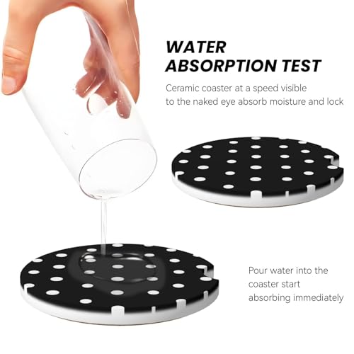Set de 2 Posavasos Cerámicos para Auto Blanco con Lunares miniatura 4