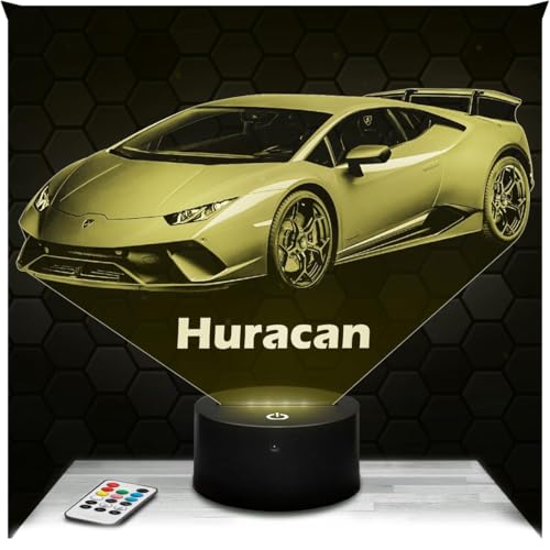 Lampephoto.fr - Lampe 3D Voiture Supercar Huracan, Idée Cadeau Fan Automobile, Veilleuse Tactile Led, Effet Hologramme 3D, Idée Cadeau Noël Anniversaire...