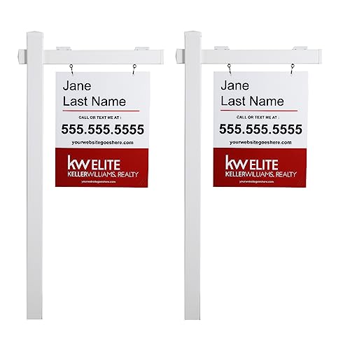 Kdgarden Vinyl PVC Real Estate Sign Post 6ft. Tall (4'x 4'x 72') Realtor Yard Sign Post for Open...