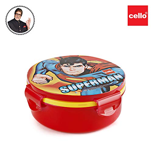 Image of CELLO Tiffy Superman Gift Set Insulated Lunch Box & Water Bottle for Kids | Tiffin Box 460 ml, Water Bottle 400 ml, Red & Yellow | Leak Proof | Easy to Clean | Ideal for School, Picnic
