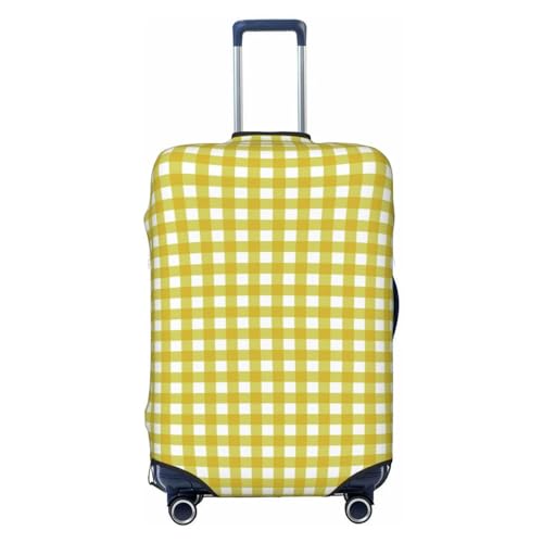Travel Luggage Cover - Yellow Checkboard Washable Suitcase Covers Protector Fits 18-32 Inch Luggage