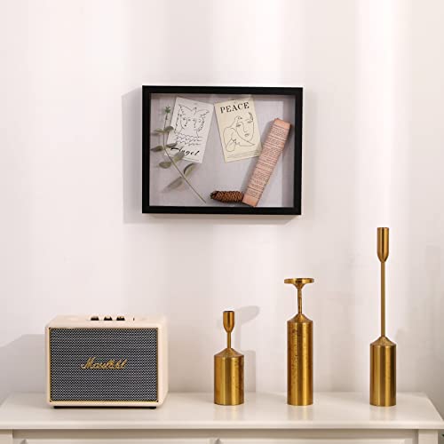 Image of Muzilife 8x10 Shadow Box Picture Frame with Linen Board - Deep Wood & Glass Display Case Ready to Hang Perfect to Display Baby & Sports Memorabilia, Pins, Awards, Medals, Tickets and Photos (Black)