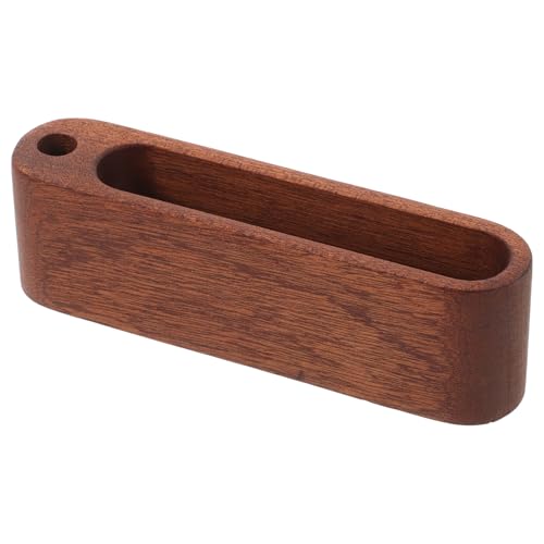 HOLIDYOYO ウタン木製多機能名刺ホルダー 大容量デスクトップカードスタンド ペン挿し付きオフィス用名刺収納 卓上整理用シンプルデザイン