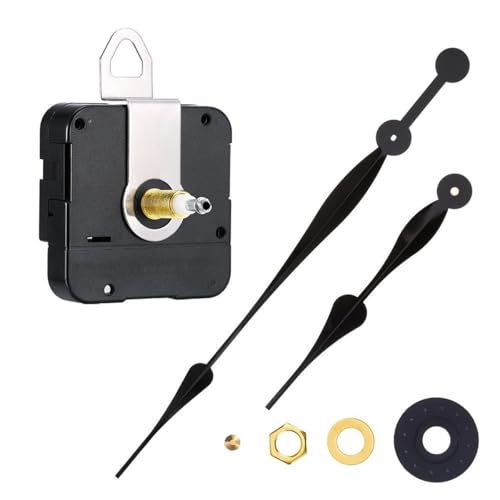 ACOLY Långa visare, högt vridmoment, tyst kvartsurverk, gör-det-själv-reparationssats för stora väggklockor 60-68 cm (svart)