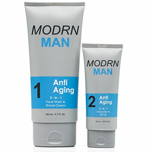MODRN MAN Anti Aging Skin Care Set For Men | Ultimate Combination Men’s Face Wash & Shaving Cream | Premium All-in-One Men’s Anti Aging Moisturizer Cream with SPF 30