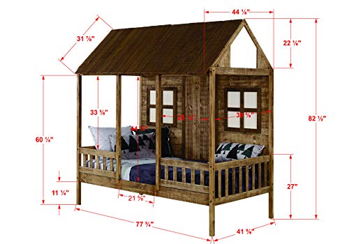 Donco Kids Twin Front Porch Low Loft W/Dual Under-Bed Drawers, Rustic Driftwood (1899-Trd_1897-Rd) #TOP2