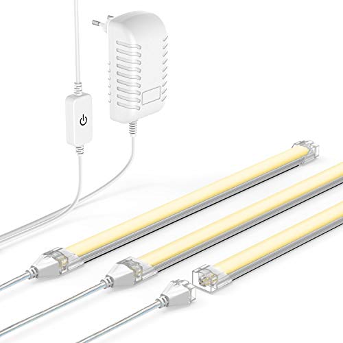 Preisvergleich Produktbild OxyLED Unterbauleuchte Schrankleuchte,[Aktualisierte Version] Einbauleuchten mit Stecker,2800K-3000K Dimmbar Berührungssensor LED Lichtleiste für Küchen,Esszimmer,Bücherbrett,Warmes Weiß, 14 W, M02