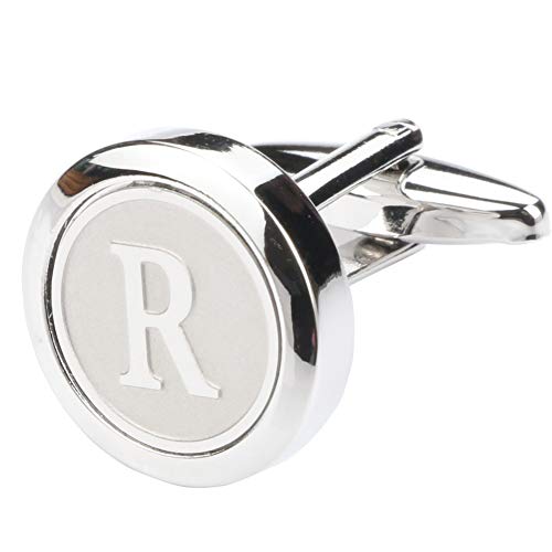 image for Dannyshi Mens Classic Stainless Steel Initial Cufflinks 26 Alphabet In