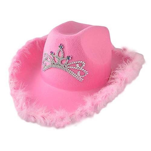 HELVAK Pink Cowboy Hat Pink Hat Womens Costume Headwear for Women Cowgirl Hat for Women Party Dress Up