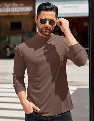 COOFANDY Mens Mock Turtleneck T-Shirts Long Sleeve Solid Color Tees Shirts Basic Casual Slim Fit Pullover T Shirts2