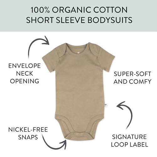 HonestBaby unisex-baby 3-pack Short Sleeve Bodysuits One-piece 100% Organic Cotton for Infant Baby Boys, Girls, Unisex2