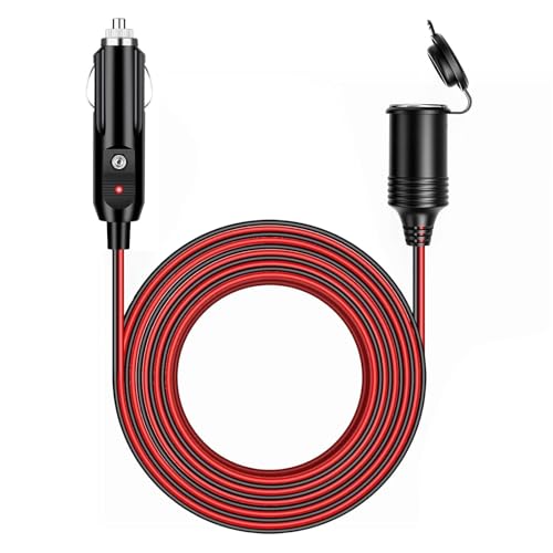 Linkstyle Car Cigarette Lighter Extension Cord 20A Fuse 13FT/4M 16AWG LED Indicator & Waterproof Cover for 12V/24V RV Car Boat