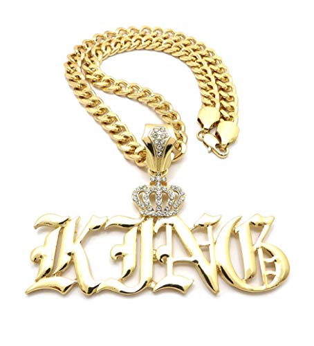 Hip Hop Iced Crowned King Pendant & 9mm 18