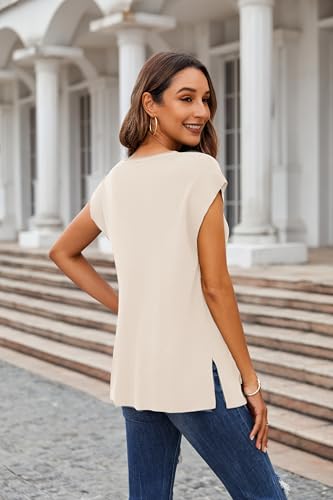 Image of Zeagoo Sleeveless Sweater Tops for Women Sweater Tank Knit Vest for Women Summer Basics Fashion Outfits X-Large Apricot