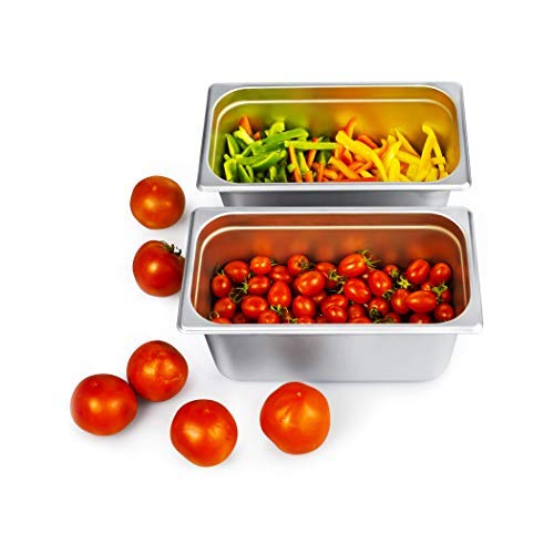 6" Deep Steam Table Pan 1/3 Size, 6.1 Quart Stainless Steel Anti-Jam Standard Weight Hotel GN Food Pans - NSF (12.8"L x 6.93"W)