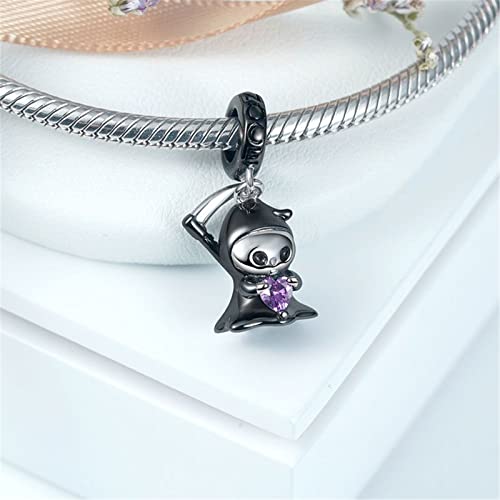 GNOCE Grim Reaper Embraces Heart Gemstone Pendant Dangle Charm 925 Sterling Silver2