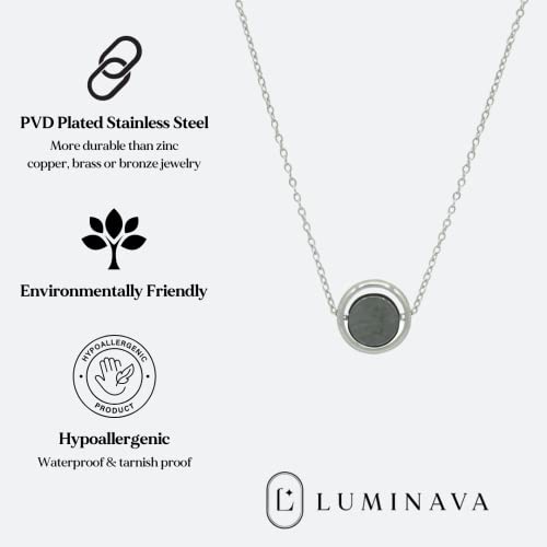 Luminava - Hematite Fidget Spinner Necklace - Anxiety Necklace For Women - Hematite Necklace - Stress Relief Jewelry - Fidget Jewelry - Fidget Necklace For Women - Stainless Steel Chain #TOP5