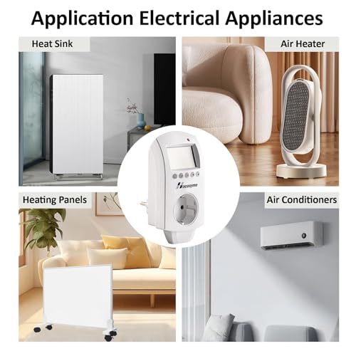 Thermostat prise programmable numérique pour chauffage et climatisation domestique - 4