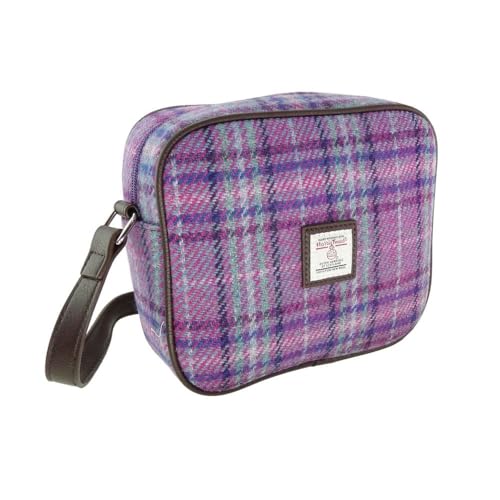 Mini sac en tweed violet vert menthe Glen Appin LB1210 | Petit sac à main en laine