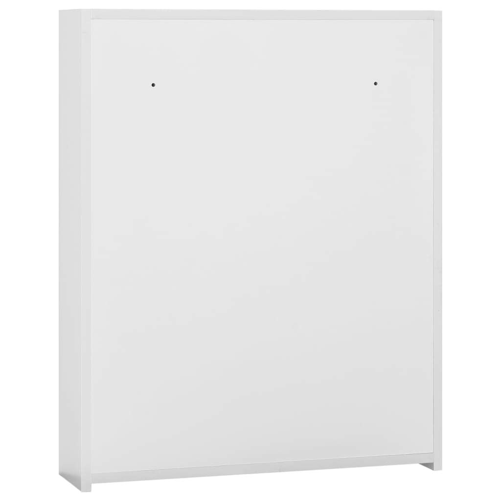 SYDE Espejo Armario Baño Blanco 60x15x75 cm MDF | 2 Puertas, 3 Compartimentos, Estante de Vidrio, Pared, Almacenamiento de Tocador