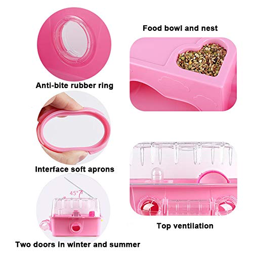 Hamster Jaula de Gran tamaño Villa, Oso de Oro, Gerbil, Pequeñas Mascotas Jaula Hamster Villa con el Tubo de acrílico Transparente de hámster Suministros Conjunto