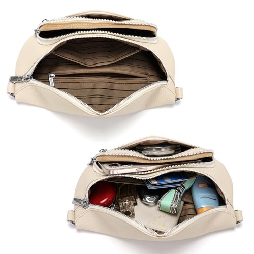 Sasrymnl kleine bauchtasche damen beige umhängetasche damen klein gürteltasche Veganes Leder brusttasche handtasche crossbody bag
