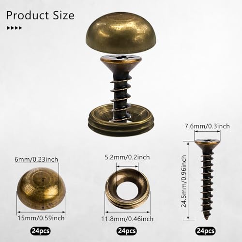 Tornillos Decorativos de Latón 24 Pcs 15mm para Muebles miniatura 2