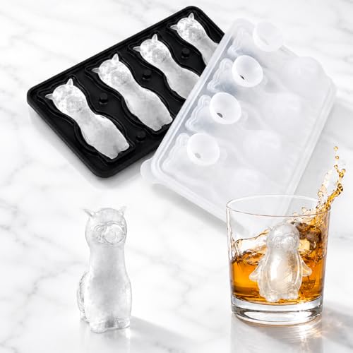 Alpaca Ice Cube Tray Mold - Cute Fun Whiskey Ice Molds Gifts for Women Men | 3D Alpaca Shape Cute Ice Molds for Whiskey Bourbon, 4-Hole Large Fun Shapes Funny Gifts, for Animals Lovers Women Men