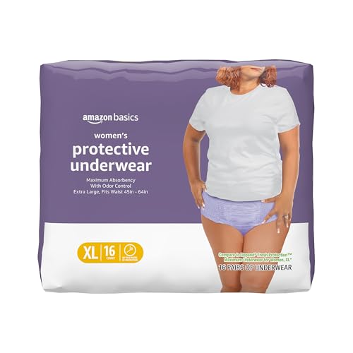 Amazon Basics Incontinence Underwear for Women, Protective, Disposable, Postpartum, Maximum...
