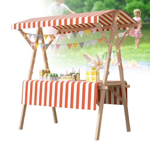 Carrito de comida de madera ligero y plegable con toldo superior 2