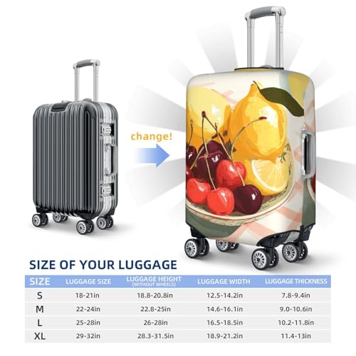 Bowl Of Cherries And Lemons Vintage Elastic Travel Luggage Covers Dustproof Scratch-Resistant Suitcase Protector Fit 22-24 Inch4