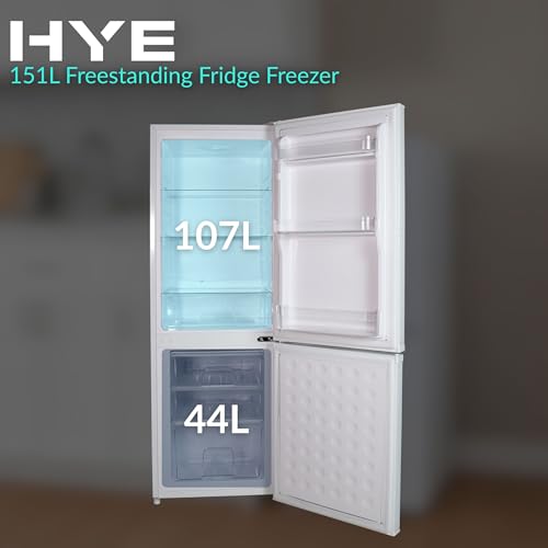 HYE Fridge Freezer - Small 60/40 Freestanding Fridge Freezer, 143.9cm Height, 50cm Width, 151L Capacity, Quiet 38 dB Operation, Suitable for Couples & Families, White - RF01FF151W24 - Image 6