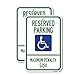 (2 Pack) Reserved Parking Maximum Penalty $250 (With Handicapped Symbol | 12