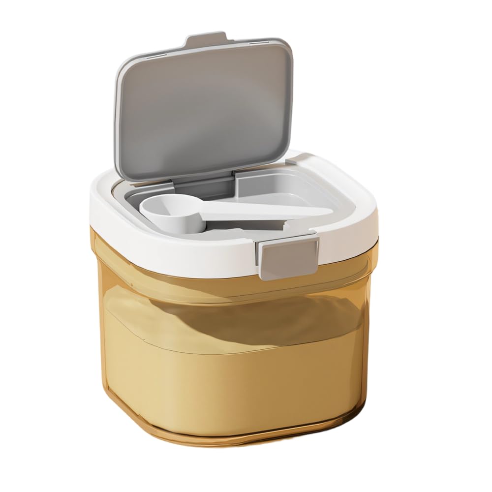Bdkmms Brown Airtight Food Storage Container, 800Ml Clear Pp Food Storage Jar Stackable Kitchen Canister With Spoon For Coffee, Flour, Sugar, Snack
