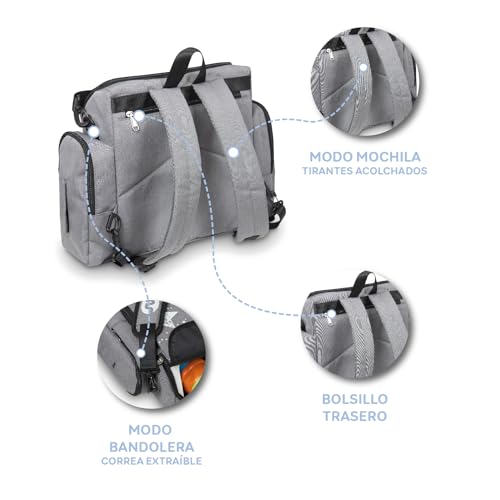 MS BabyWorld - Booster Bag Stars | Elevador de Viaje Portátil 2 en 1 con Arnés de 5 Puntos | Mochila Convertible en Bandolera | Bolsillo Térmico, Dispensador de Pañuelos y Espacio para Utensilios - imagen 4