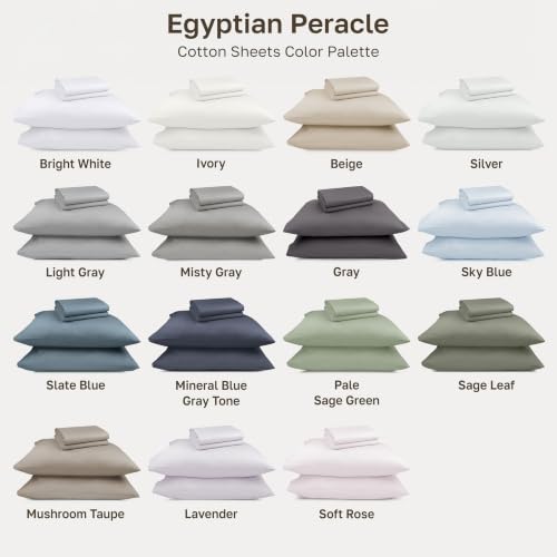 Image of California Design Den 100% Egyptian Cotton Cal King Sheets, 4 Pcs, Sky Blue | Certified & Backed by GH Seal, Light, Airy & Crisp Percale for Hot Sleepers, 16 inch Deep Pocket, All-Around Elastic, 4pc Set