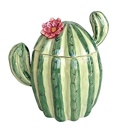 Blue Sky Ceramic, Multicolor Cactus Sugar Bowl, 4.5X 3.5X 4.75 (17722)