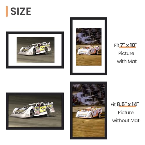 Image of upsimples 8.5x14 Picture Frame,Display Pictures 7x10 with Mat or 8.5 x 14 Without, Wall Hanging License Frames, Black, 1 Pack