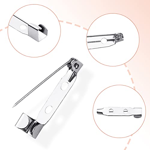 100 Pcs Bar Pins - Silver Brooch Clasp Pins for Badges, DIY Craft, Sewing, Baby Shower, Wedding Name Tags (25mm)3