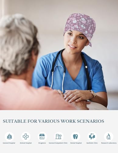 Image of Scrub Caps for Women with Buttons, Classic Surgical Caps | Double-Sided Printed, Adjustable,Long Hours, Sweatbands, Fabric Help Reduce Static Buildup