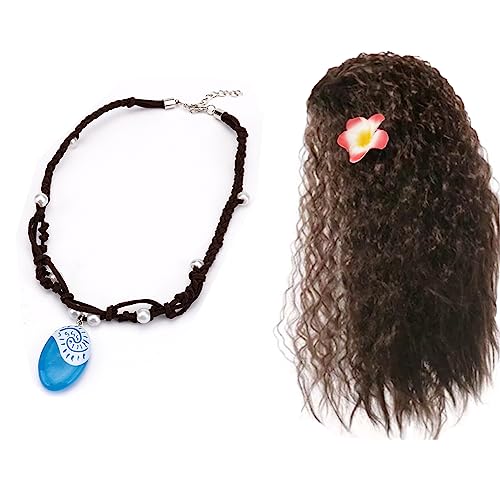 Yosbabe Gilrs Wig and Necklace Dress up Set Halloween Costume Accessories Party Favors Christmas Gift for Girls