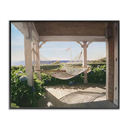 Tranquil Hammock Coastal Porch, 24 x 30 Inch Framed Giclée Print