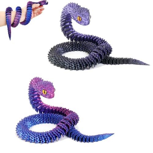 2 Piezas 3D Serpientes Flexibles, Juguete de Animales Impresos