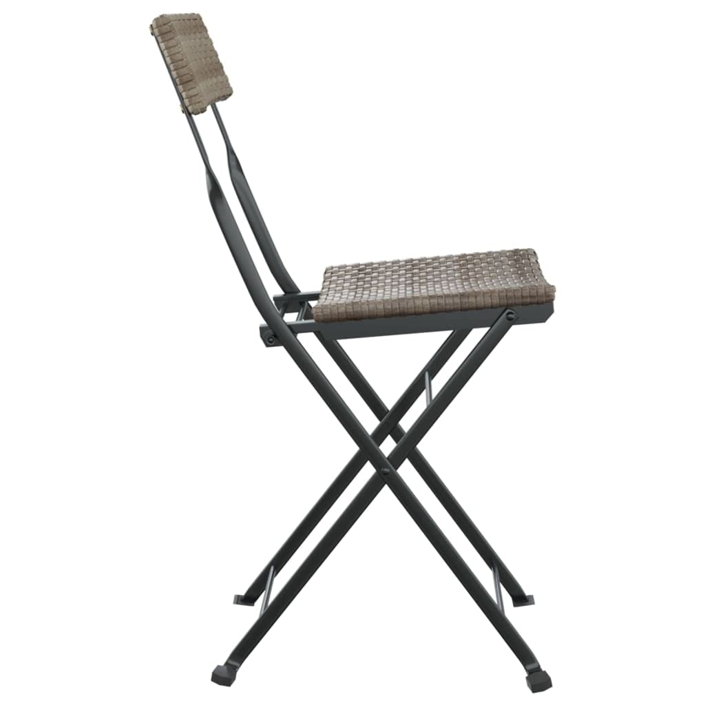2 Sedie Pieghevoli da Bistrò in Polyrattan Grigio da Giardino | Sedute salvaspazio in rattan sintetico ideali per arredare balcone, terrazzo e piccoli spazi all aperto.