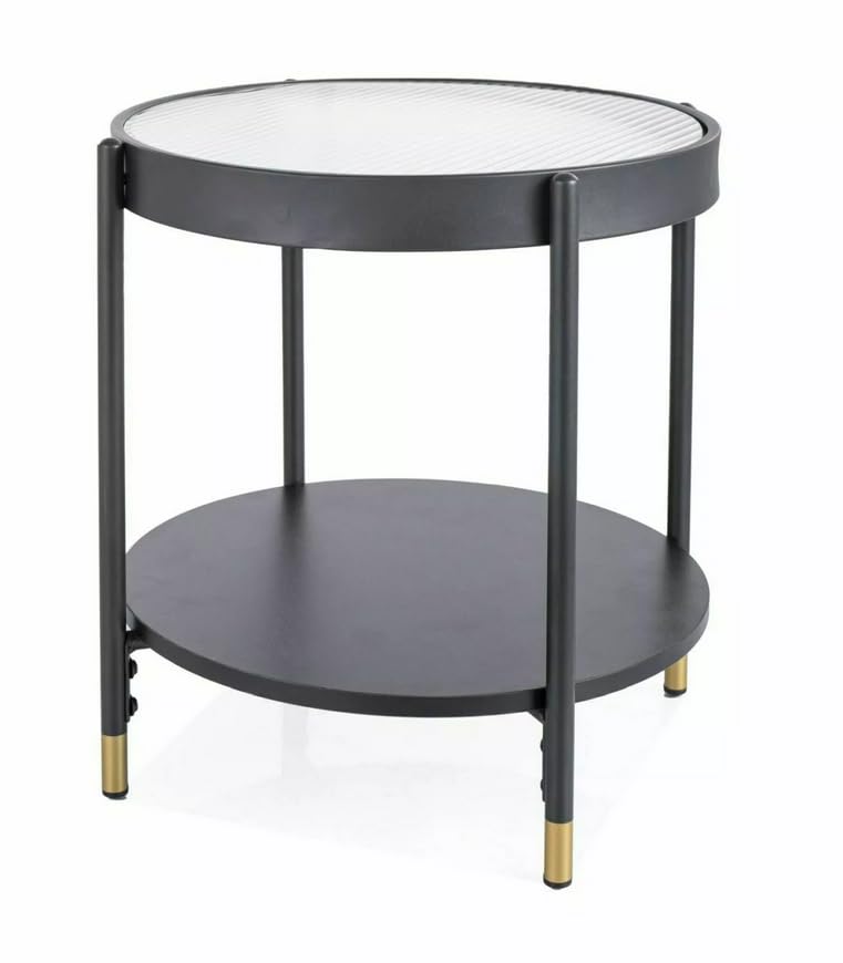 Deconation Laguna A - Mesa de centro redonda (45 x 48 cm), color transparente y negro