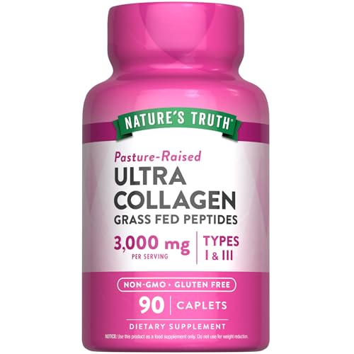 Nature's Truth Collagen Peptides | 90 Caplets | Type 1 and 3 with Vitamin C | Grass Fed, Non-GMO & Gluten Free Supplement