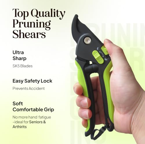 Image of Ultra Sharp Pruning Shears Hedge Clipper - Cuts 3X Easier, Dual-Size Opening, Weak Hand Arthritis Clippers, Rust-Resistant Pruner, Effortlessly Cuts