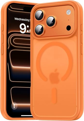 Image of MagPro case for Apple iPhone 17 Pro | Magnetic Compatible Protective Cover with Strong Magnetic Adsorption, Shockproof Armor,Scratch Resistant Polycarbonate Hard Back | Translucent Matt Orange